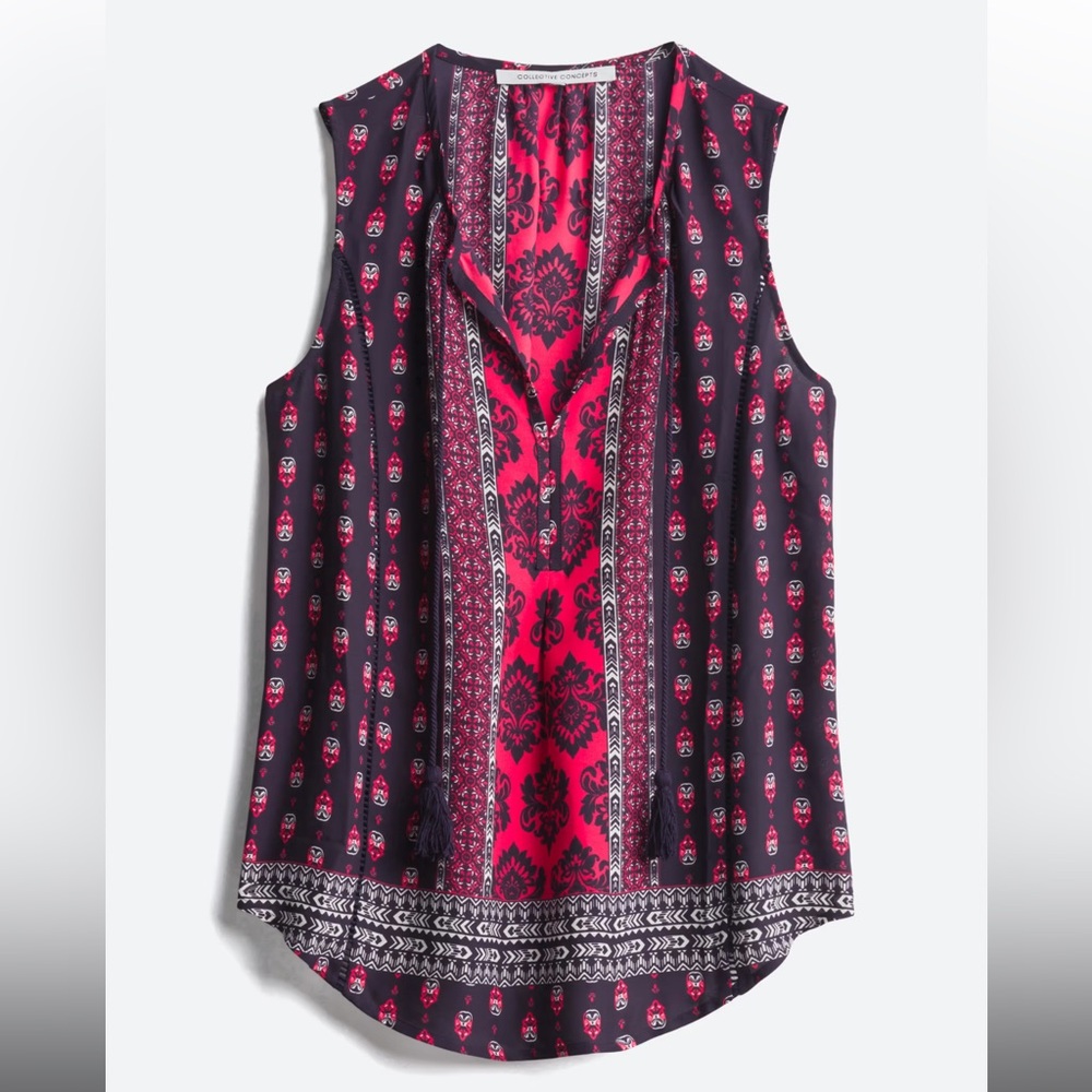 Sleeveless Tie Neck Blouse